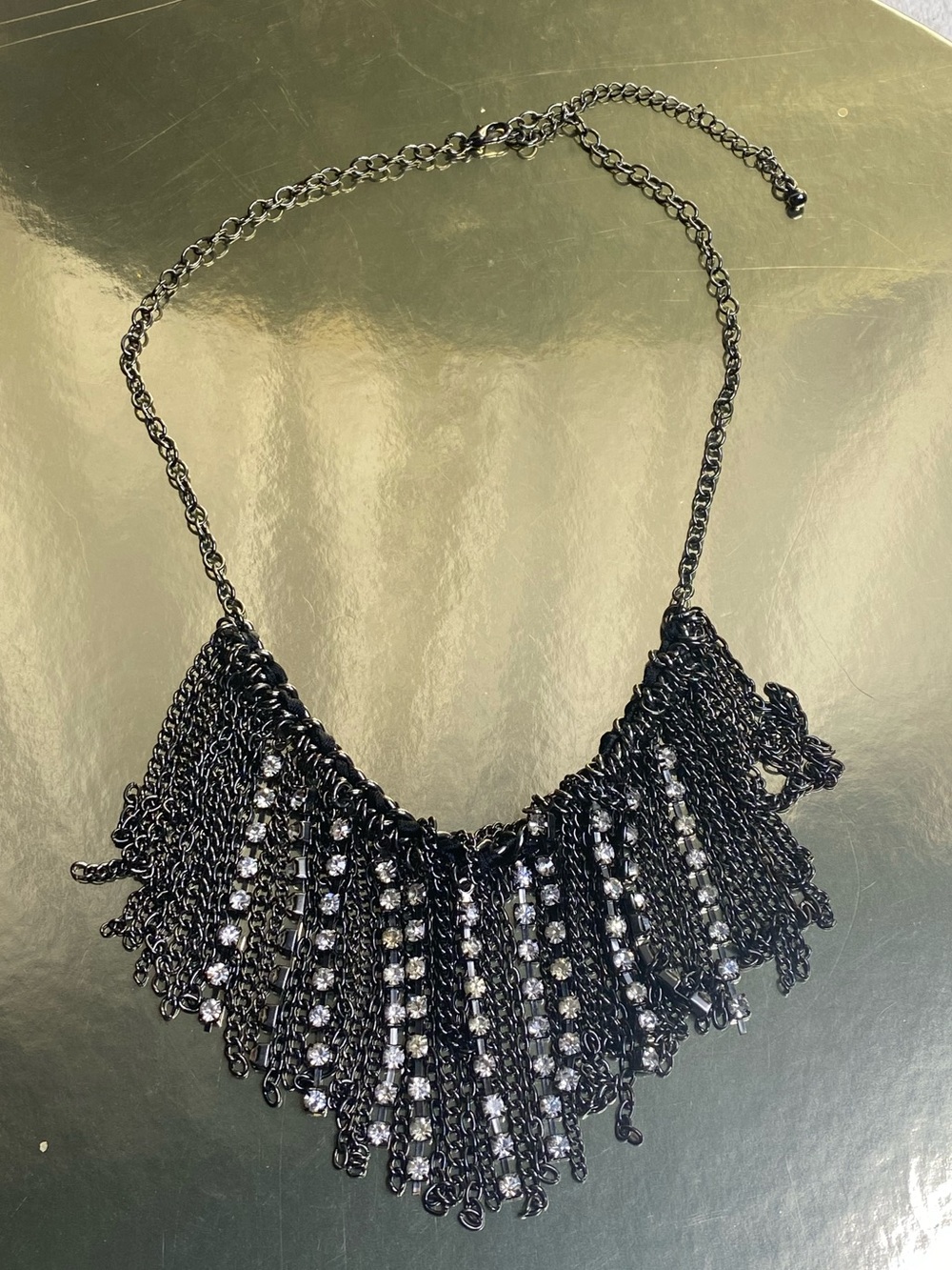 Black Diamond Fringe Necklace